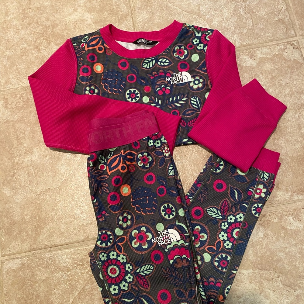The North Face TNF Kids' Apparel - girls thermal Base Layer pink Floral size 6T